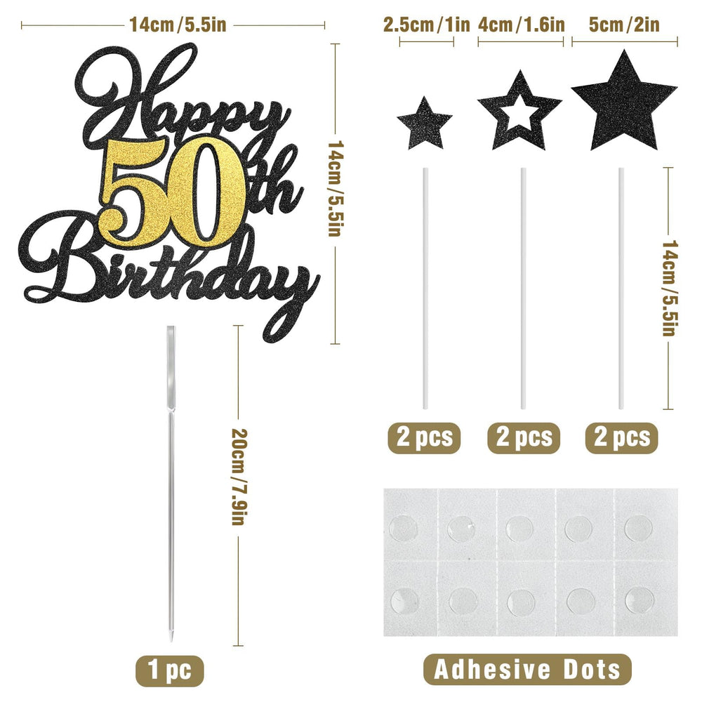 OffiCreative black glitter stars add elegant accents to birthday cakes