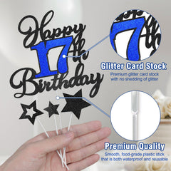 OffiCreative glittery Happy 17th Birthday topper enhances party photos.