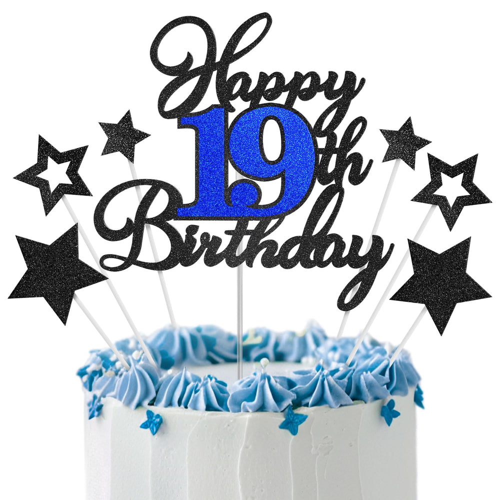 OffiCreative happy 19th birthday topper with glitter finish for festive cake decor