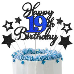 OffiCreative happy 19th birthday topper with glitter finish for festive cake decor
