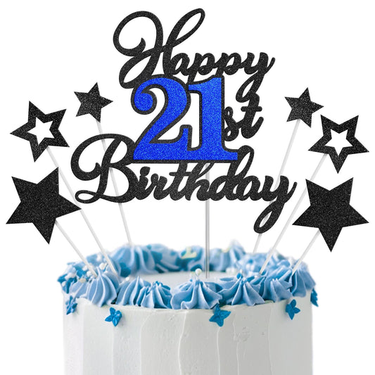 OffiCreative Happy 21st Birthday cake topper with glitter finish adds festive sparkle