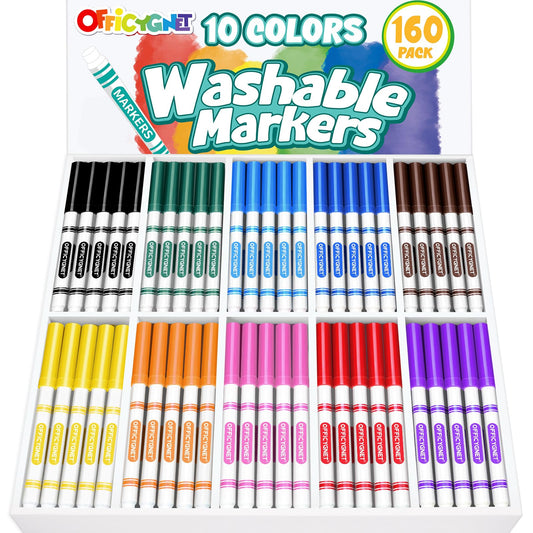 Officygnet markers bulk with 160 pieces in vibrant colors for classroom projects.
