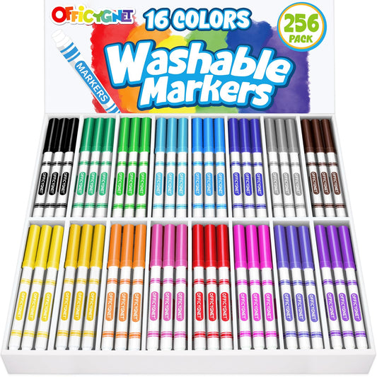 Officygnet 256-count markers in a sturdy box for classroom organization.