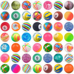 Ohanniewa 50-piece mixed-pattern bouncy balls for colorful party favors and play