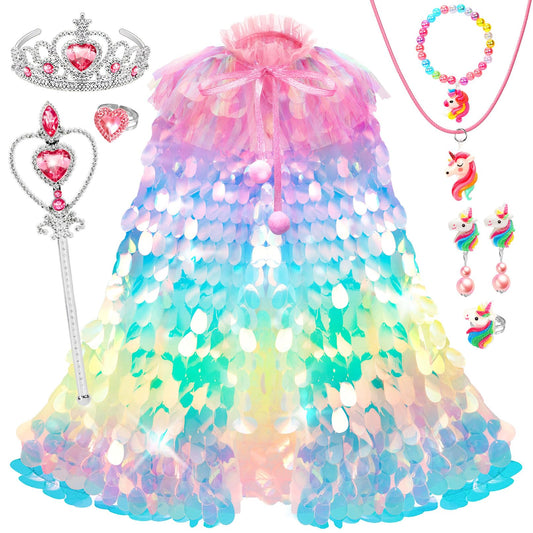 OHARLOBE princess dress-up cape glitter shines for imaginative play
