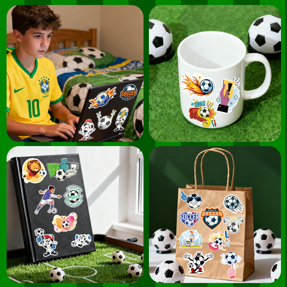 OHHOME soccer stickers close-up with vivid colors and clear details.