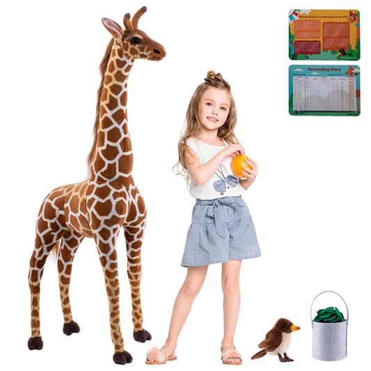 OHKIDS giant giraffe plush stands tall for imaginative play