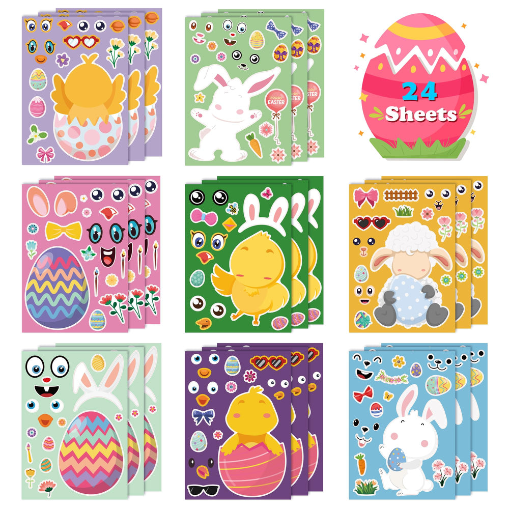 OHOME Easter stickers with eggs and bunnies for kids' crafts and decorations.