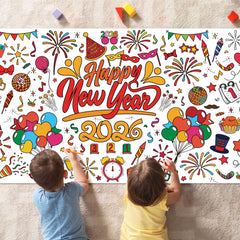 OHOME Family party coloring banner supports collaborative art and cleanup
