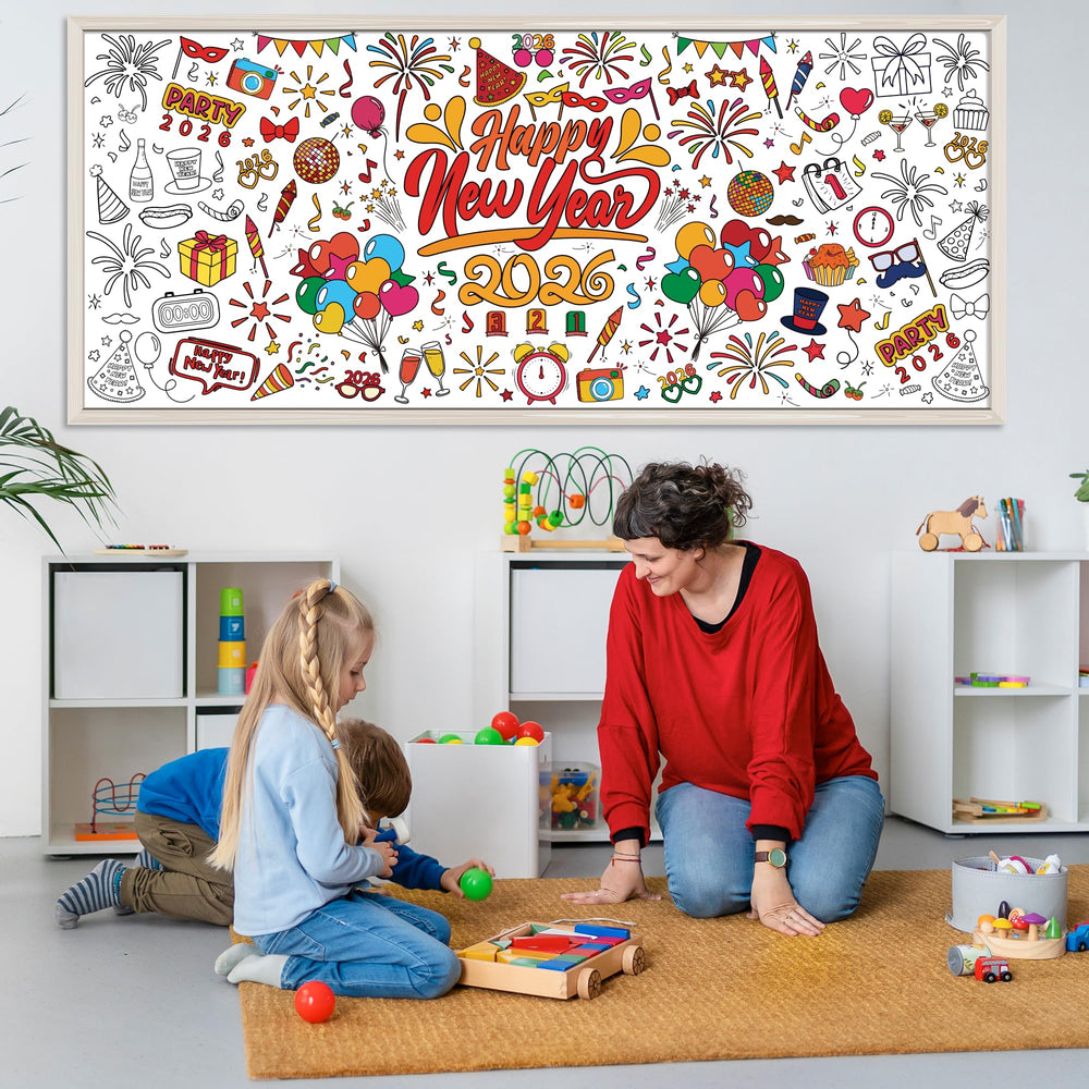 OHOME New Year art activity tablecloth provides a large coloring surface