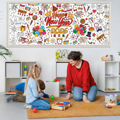 OHOME New Year art activity tablecloth provides a large coloring surface
