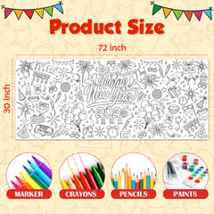 OHOME New Year Eve banner coloring poster enables family crafts and celebrations