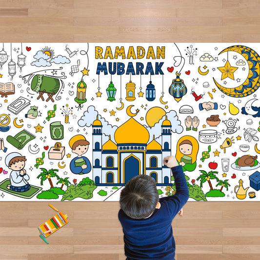 OHOME giant coloring poster banner for Ramadan kids activities and decor.
