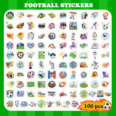 OHOME soccer stickers on a water bottle showing waterproof and fade-resistant design.