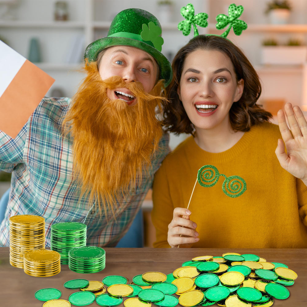 OHOME coins for party favors add luck-themed sparkle to gift bags.