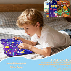 OHOME vehicles sticker book spread promotes fine motor skills through hands-on fun