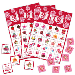 OHOME Valentines Bingo Cards set with 24 players for classroom fun and engagement.