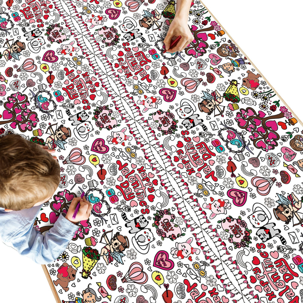 OHOME Valentines coloring tablecloth 54x88 laid flat for family coloring fun