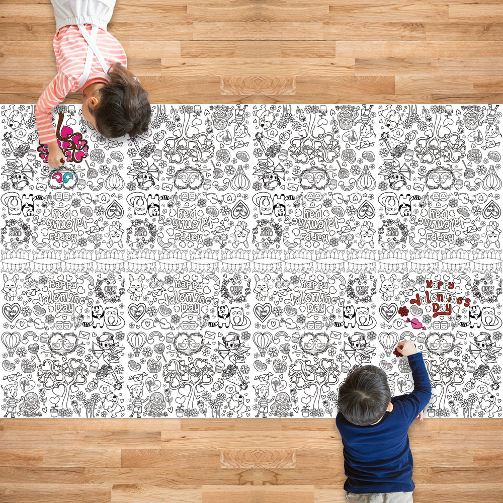 OHOME Valentines kraft paper tablecloth supports markers without bleed for safe crafts