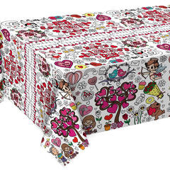 OHOME Valentines tablecloth flatlay shows design details for planning decor