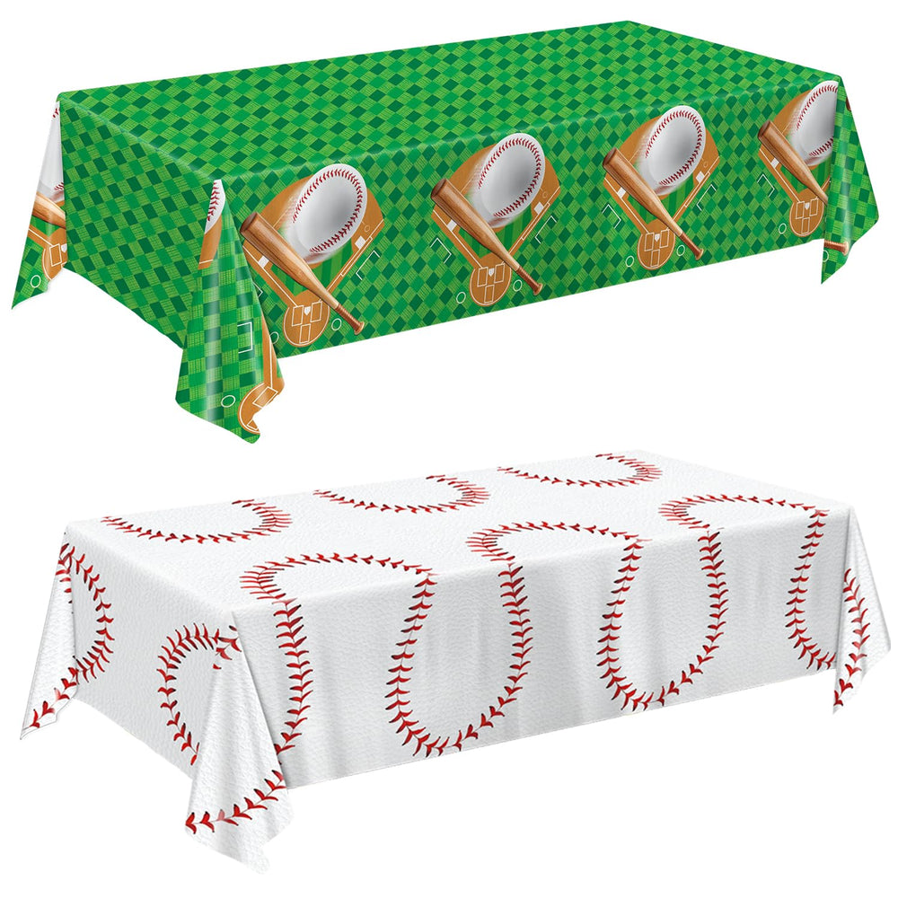 Oigco baseball tablecloth covers most tables for quick party setup
