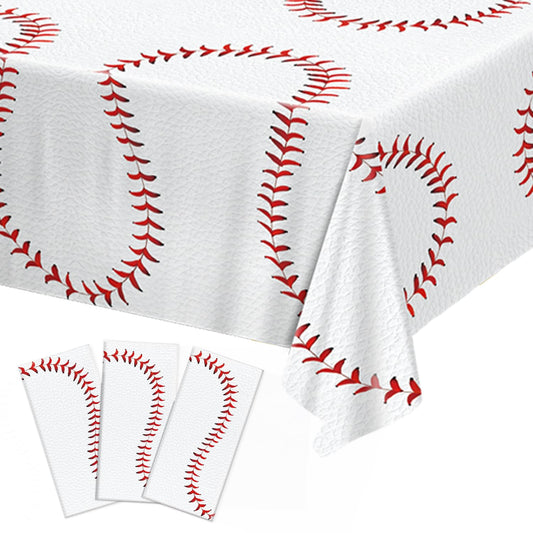 Oigco baseball tablecloth with red stitch design for festive decor.