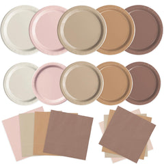 Oigco boho brown 9-inch plates with gradient finish for chic party dining.