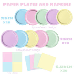 Oigco pastel 7-inch dessert plates - compact elegance for cakes and small desserts.