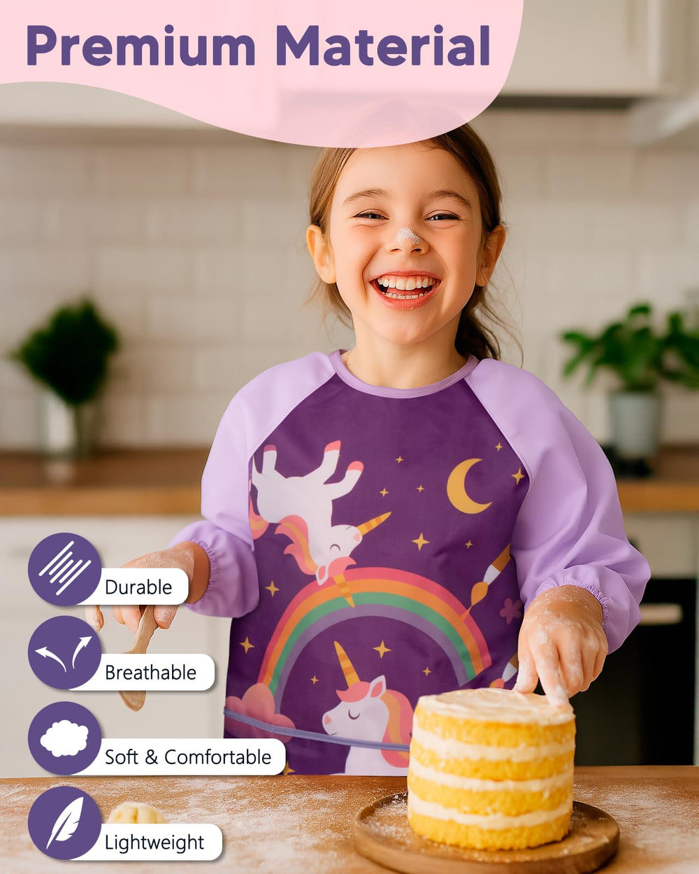 Oiomniv painting smock cuffs and Velcro closure for splash protection during crafts