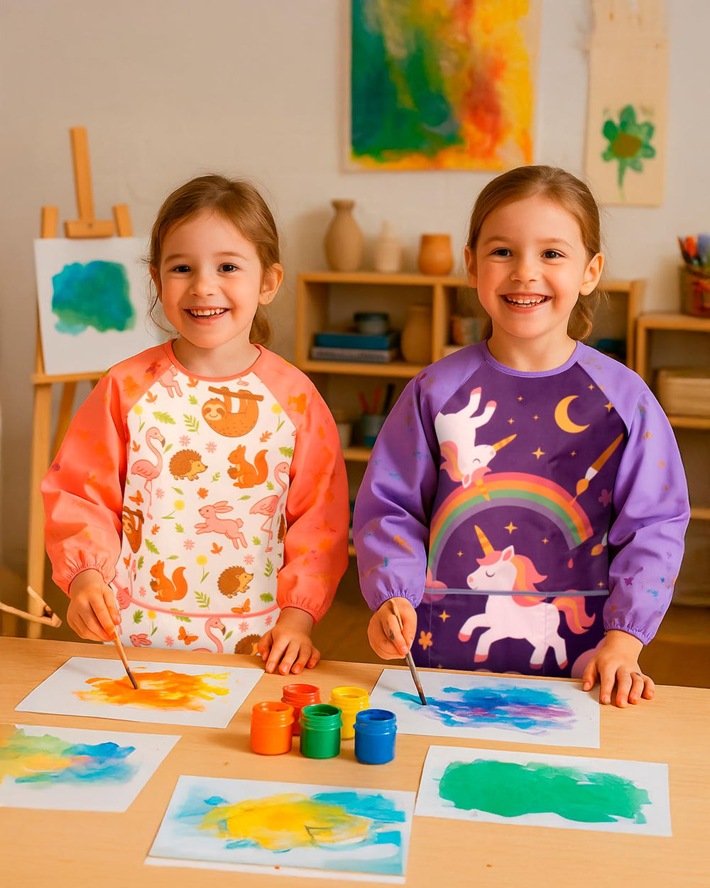 Oiomniv gift-ready kids painting smock ideal for birthdays and back-to-school