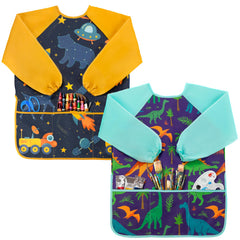 Oiomniv Kids Painting Smock front view showing waterproof protection during art