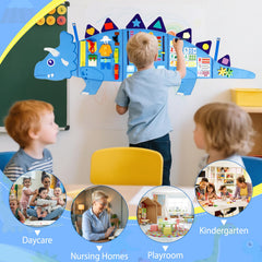 Oirtmiu Dinosaur colors and shapes tactile panel promotes problem-solving skills.