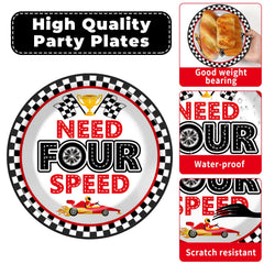 Oitnlaughter 7-inch dessert plates with racing motif add cake-time excitement