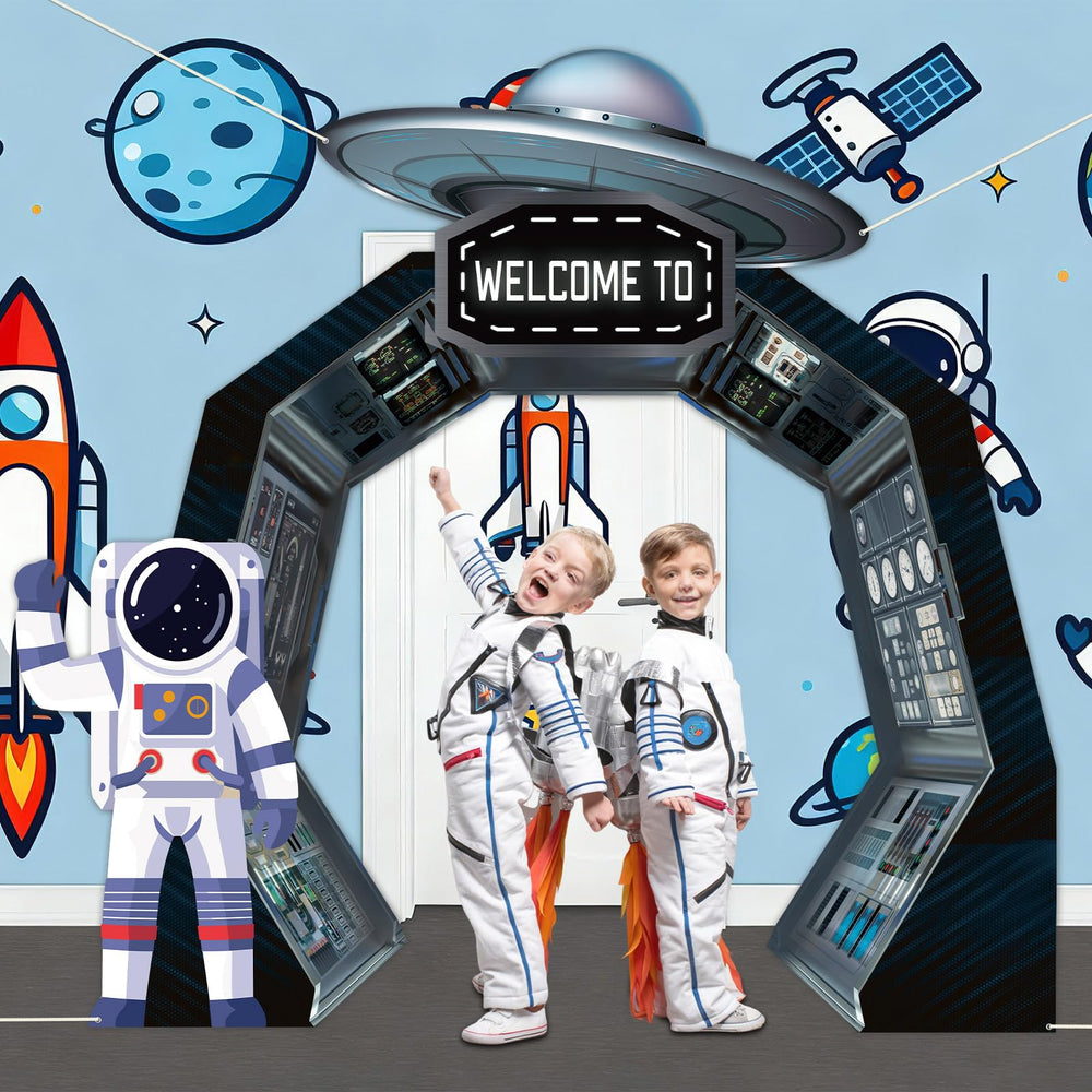Oitnlaughter astronaut-planet photo prop highlights key party moments