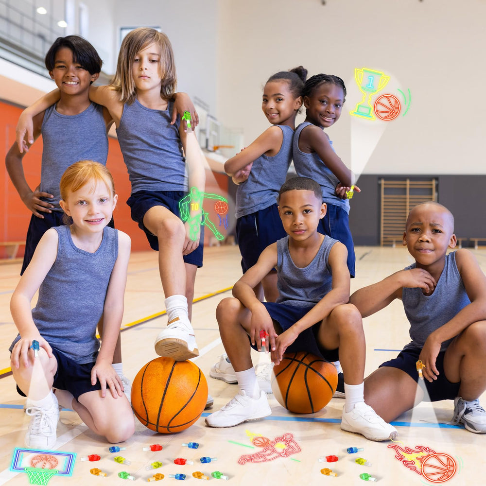 Oitnlaughter basketball LED finger light package shows all six designs for bulk gifting