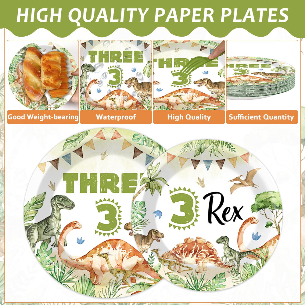 oitnlaughter 7-inch plates with playful dinos perfect for snack servings