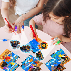 Oitnlaughter monster truck designs with projected patterns that glow in the dark
