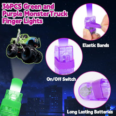 Oitnlaughter Monster Truck LED finger light green design, comfy fit for play.