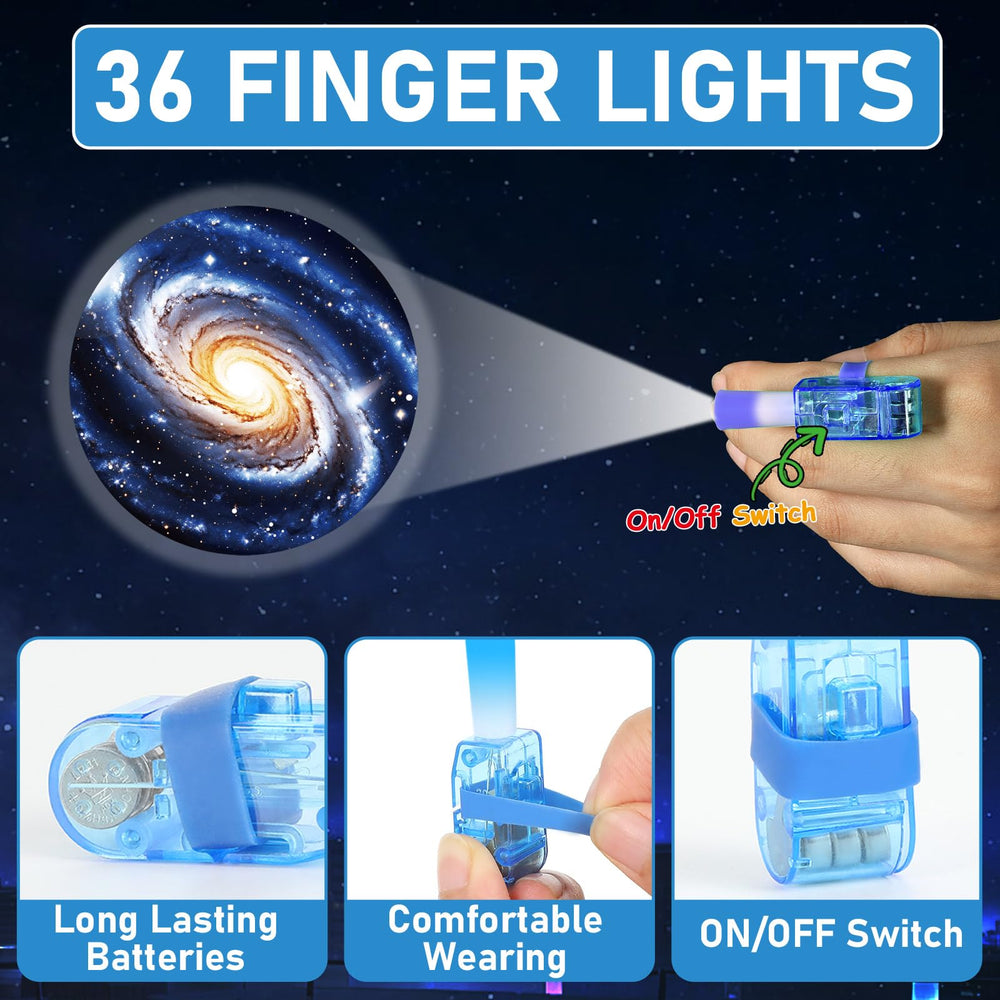 Oitnlaughter space finger lights in spiral galaxy style spark curiosity during playtime.