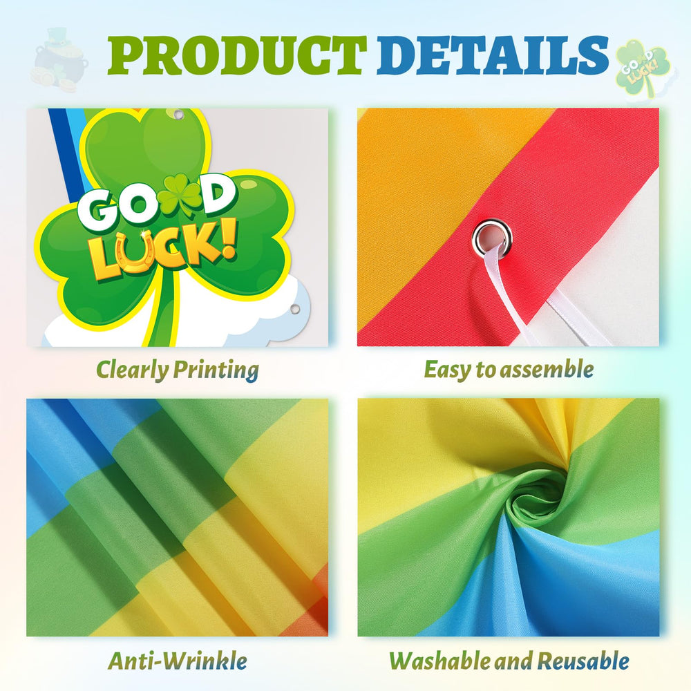 Oitnlaughter St. Patrick's Rainbow Door Banner side-right displays vivid colors for indoor celebrations