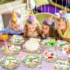 oitnlaughter watercolor-dino design plates brighten party tables and photos