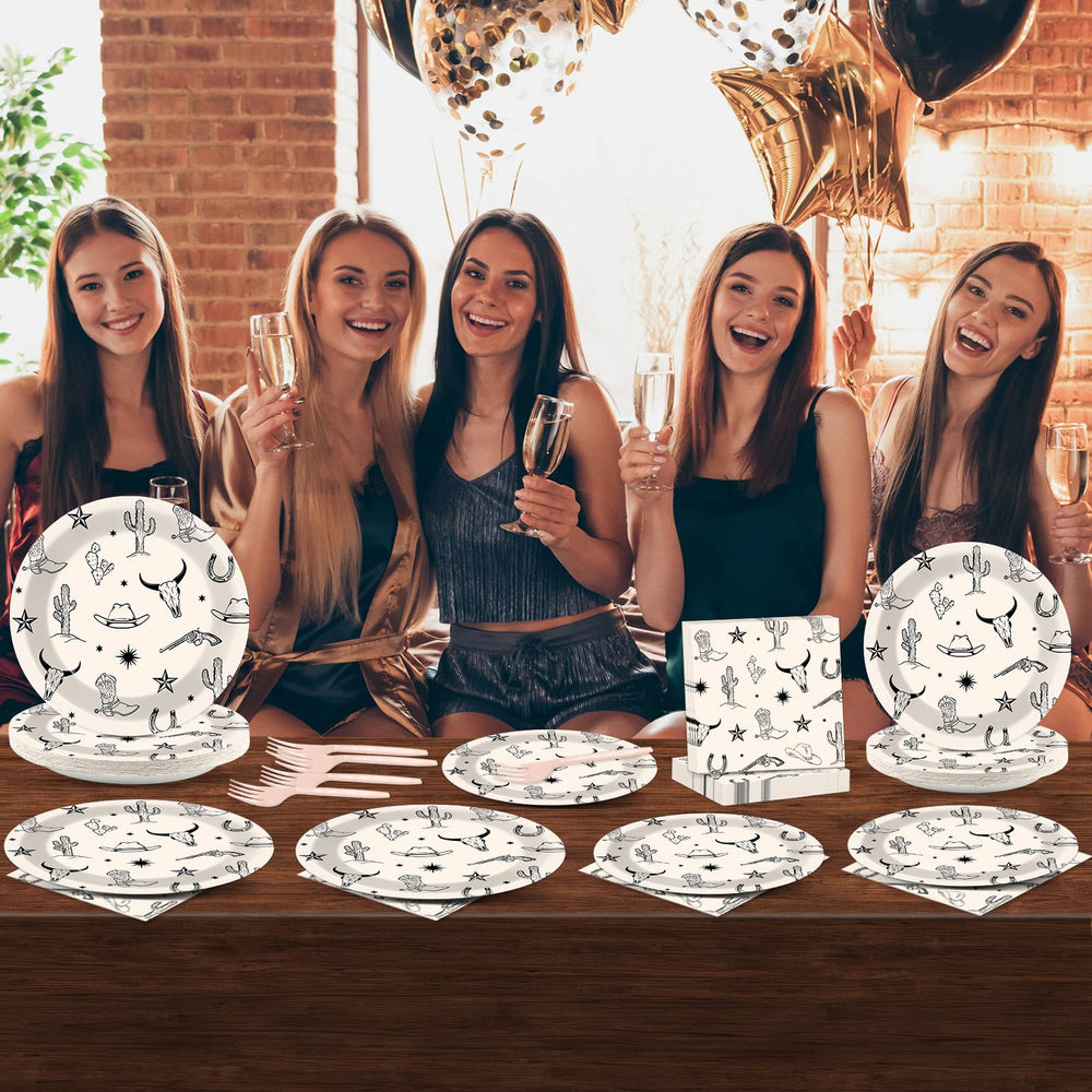 Oitnlaughter western party set—complete serving pieces for 24 guests with themed style.