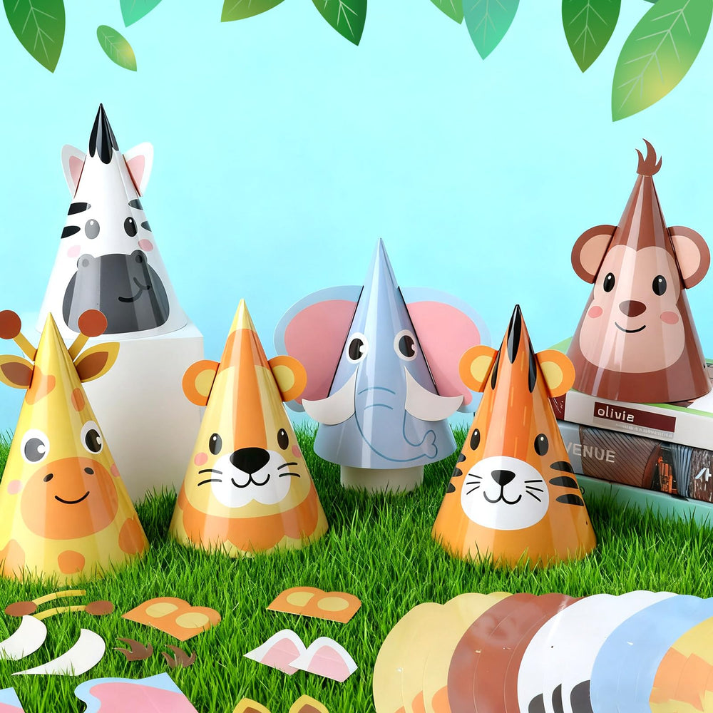 ojustbeok monkey pattern hat creates playful ambiance for party games.