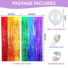 ojustbeok rainbow foil fringe curtains add vibrant backdrop