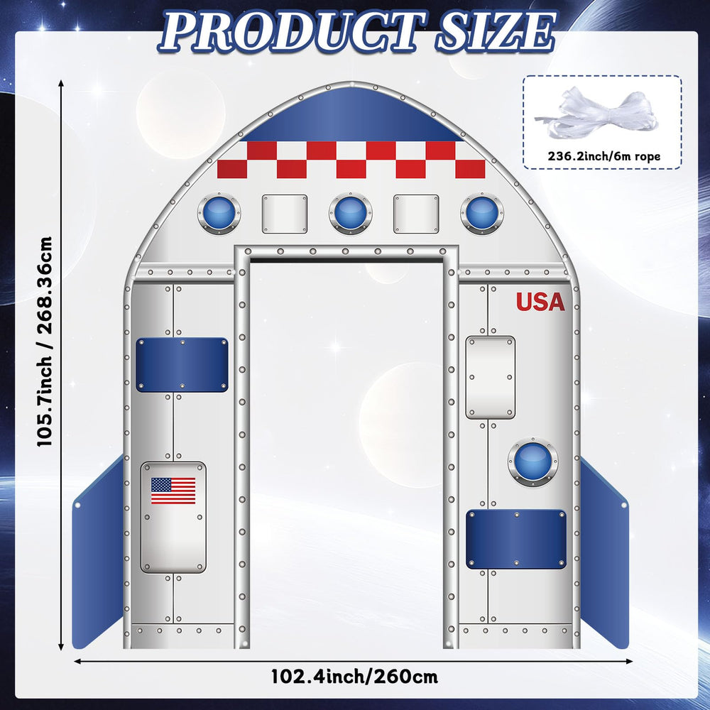 OJustBeOK rocket ship door backdrop adds futuristic vibe to a doorway.