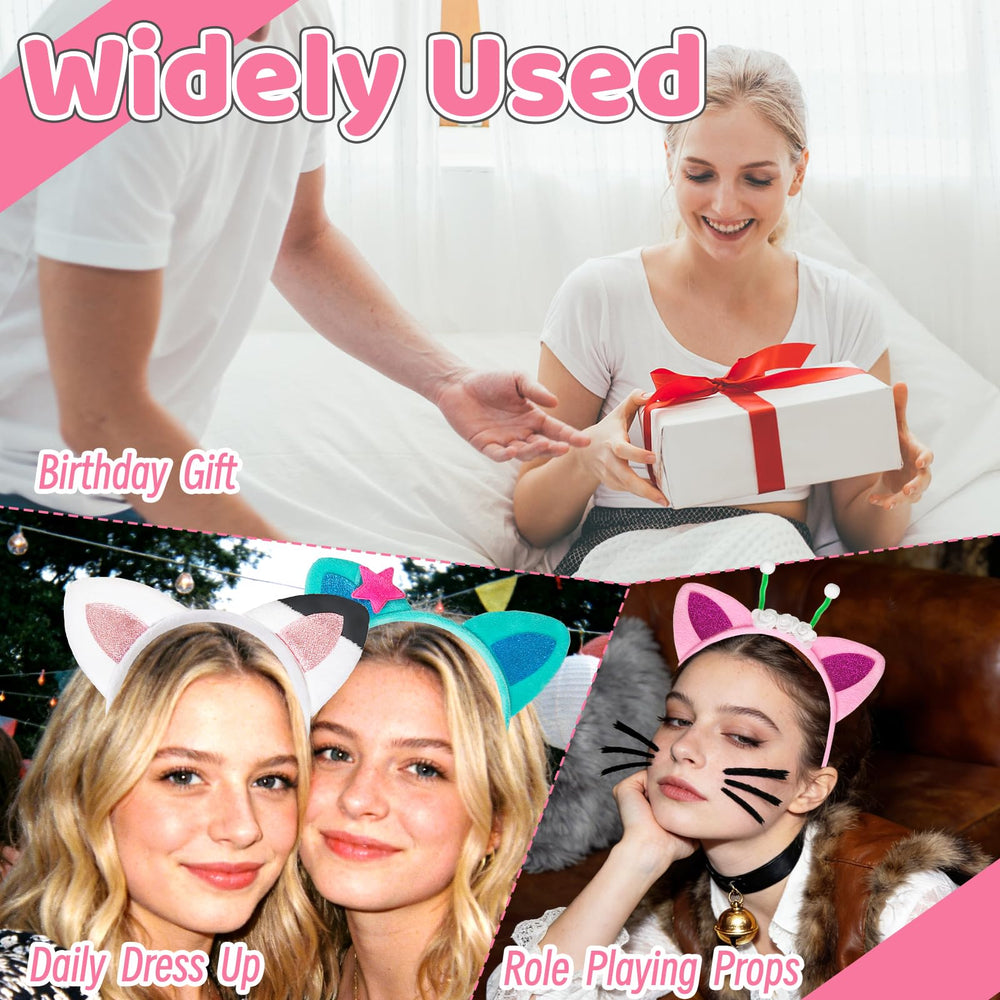 OJYUDD cat ears headband plush style E, versatile for Halloween