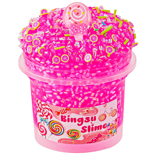 Okaybee Pink Bingsu Slime bottle pour prompts satisfying tactile exploration for kids.