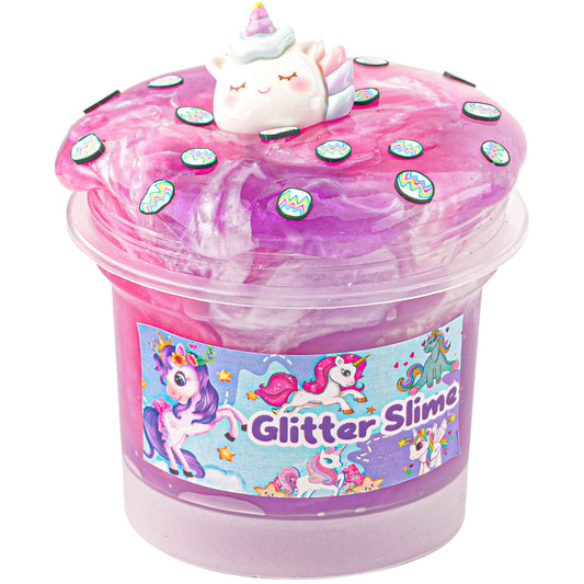 Okaybee pink and purple glitter water slime in a jar promotes playful sensory exploration.