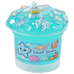 Okaybee Shell Blue Clear Slime in action, a soft, glossy texture for imaginative play.