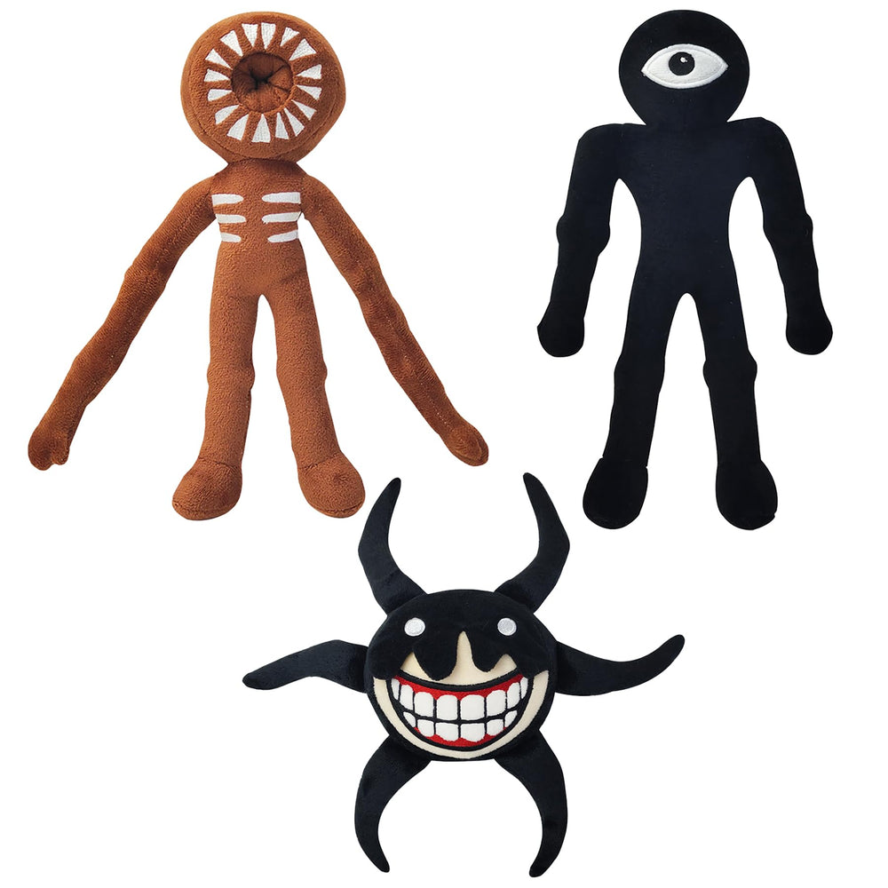 Okegztoa doors plush set on a shelf, cozy display and collectible vibe.
